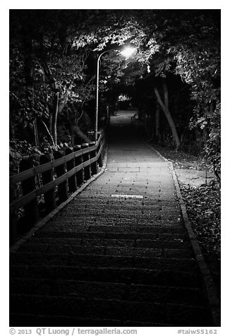 Elephant Mountain stairs at night. Taipei, Taiwan