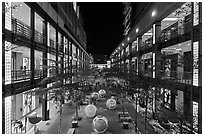 Shopping mall at night. Taipei, Taiwan ( black and white)