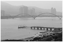 Damshui riverscape. Taipei, Taiwan (black and white)