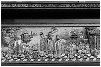 Frieze, Guandu Temple. Taipei, Taiwan (black and white)