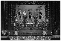 Main altar, Guandu Temple. Taipei, Taiwan (black and white)