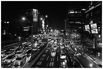 Traffic by night. Taipei, Taiwan (black and white)