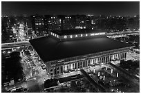 Central station seen from above by night. Taipei, Taiwan (black and white)