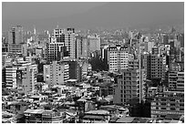 Old town center buildings from above. Taipei, Taiwan ( black and white)