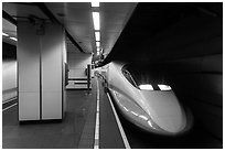 High Speed Rail (HSR) train, central station. Taipei, Taiwan (black and white)