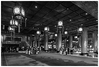 Lobby, Grand Hotel. Taipei, Taiwan ( black and white)