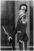 Guard, Martyrs Shrine. Taipei, Taiwan ( black and white)