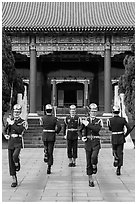 Changing of guards from Republic of China Military, Martyrs Shrine. Taipei, Taiwan (black and white)