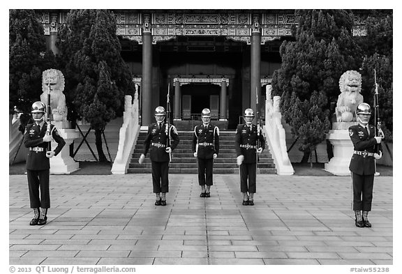National Revolutionary Martyrs Shrine with honor guards in front. Taipei, Taiwan