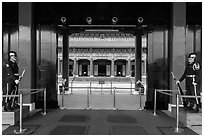 National Revolutionary Martyrs Shrine and sentries. Taipei, Taiwan ( black and white)