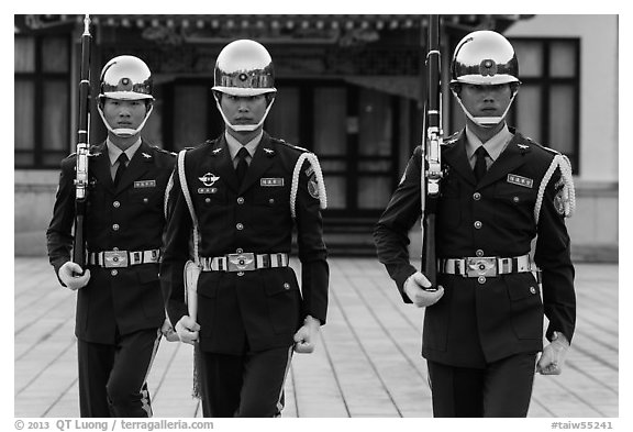 Republic of China Military guards,. Taipei, Taiwan (black and white)