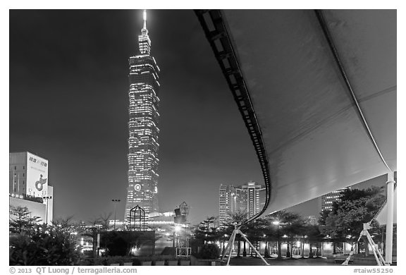 Taipei 101 at night from city hall at night. Taipei, Taiwan