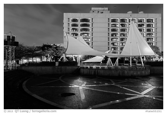 City Hall at night. Taipei, Taiwan (black and white)