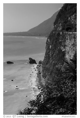 Steep sea cliff and tunnel. Taroko National Park, Taiwan