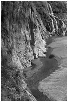 Cliffs, stream, and waterfall. Taroko National Park, Taiwan (black and white)