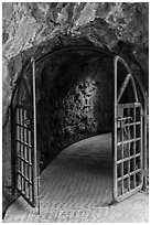 Door and tunnel, Changchun trail. Taroko National Park, Taiwan ( black and white)