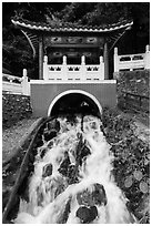 Stream flowing under Changchun Bridge. Taroko National Park, Taiwan ( black and white)