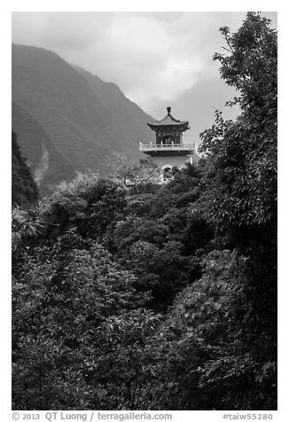 Changuang Temple nested in verdant cliffs. Taroko National Park, Taiwan