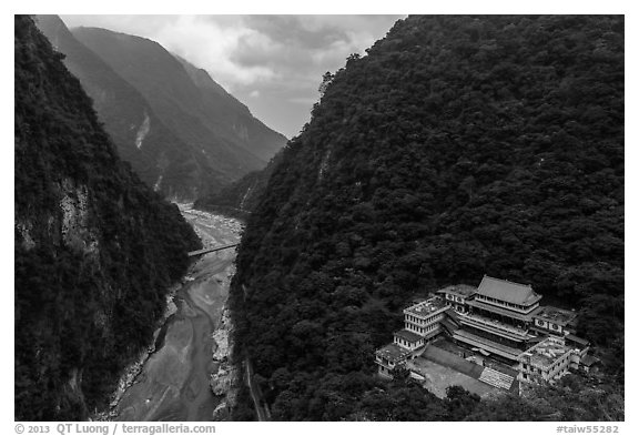 River gorge and temple. Taroko National Park, Taiwan
