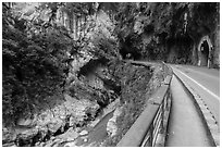 Road, Taroko Gorge. Taroko National Park, Taiwan ( black and white)