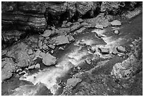 Liwu River rapids from above, Taroko Gorge. Taroko National Park, Taiwan (black and white)