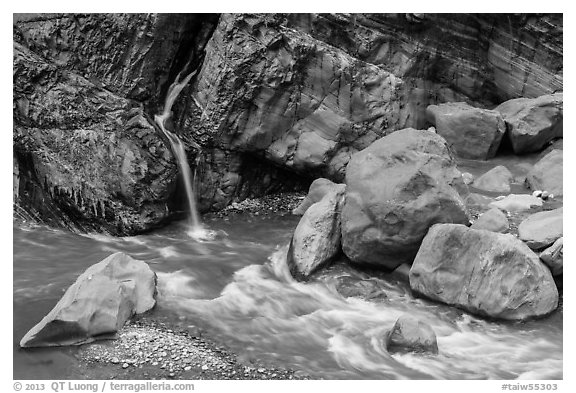 Waterfall and stream, Taroko Gorge. Taroko National Park, Taiwan