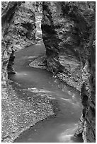 River in marble narrows, Taroko Gorge. Taroko National Park, Taiwan ( black and white)