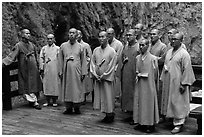 Buddhist monks. Taroko National Park, Taiwan (black and white)