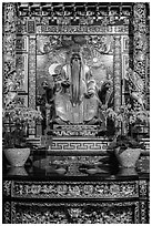Confuscian figure on altar, Wen Wu temple. Sun Moon Lake, Taiwan (black and white)
