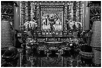 Altar and reflections, Wen Wu temple. Sun Moon Lake, Taiwan ( black and white)