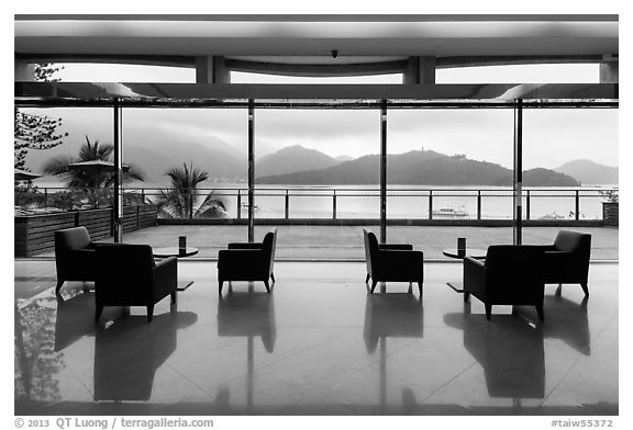 Lakeside hotel lobby. Sun Moon Lake, Taiwan