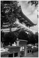 Syuanzang Temple. Sun Moon Lake, Taiwan (black and white)