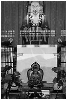 Buddha statues and reflections. Sun Moon Lake, Taiwan ( black and white)