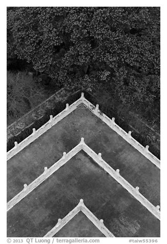 Corner of terraces seen from above, Tsen Pagoda. Sun Moon Lake, Taiwan