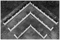 Terraces from above, Tsen Pagoda. Sun Moon Lake, Taiwan ( black and white)