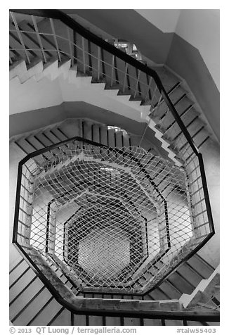 Looking down tower staircase, Tsen Pagoda. Sun Moon Lake, Taiwan