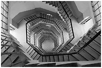 Staircase inside Tsen Pagoda tower. Sun Moon Lake, Taiwan ( black and white)