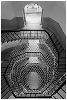 Staircase and doors, Tsen Pagoda. Sun Moon Lake, Taiwan (black and white)