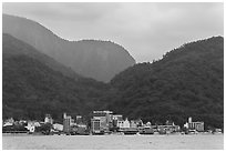 Itashao Village and mountains. Sun Moon Lake, Taiwan ( black and white)