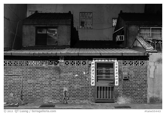 House at night. Lukang, Taiwan (black and white)