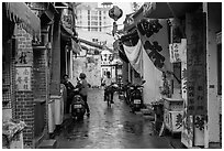 Alley in early morning. Lukang, Taiwan (black and white)