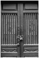 Door and paddlock. Lukang, Taiwan (black and white)