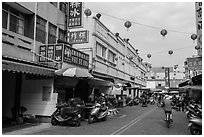 Street near market. Lukang, Taiwan (black and white)
