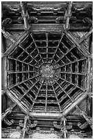 Brackets, beams, plafond ceiling, Longshan Temple. Lukang, Taiwan ( black and white)