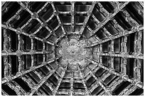 Plafond ceiling detail, Longshan Temple. Lukang, Taiwan (black and white)