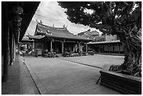 Main courtyard, Longshan Temple. Lukang, Taiwan (black and white)