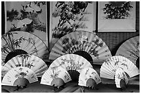 Fans and paintings. Lukang, Taiwan (black and white)