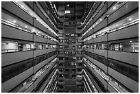 Inside of high rise building. Taipei, Taiwan ( black and white)