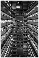 Atrium of high rise building. Taipei, Taiwan ( black and white)
