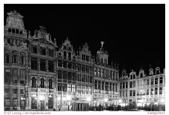 Guildhalls at night, Grand Place. Brussels, Belgium